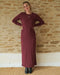 Burgundy_red_ribbed_semi-fitted_dress