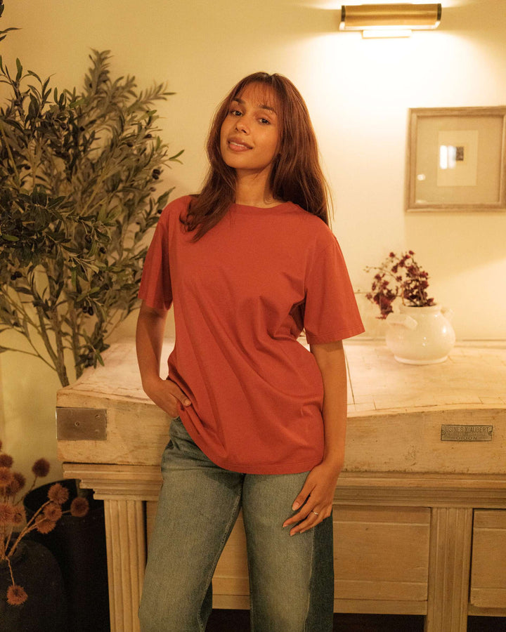 Classic crew neck t-shirt in terra colour