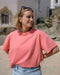 Coral colour Hannah cropped t-shirt - Sophie Hellyer