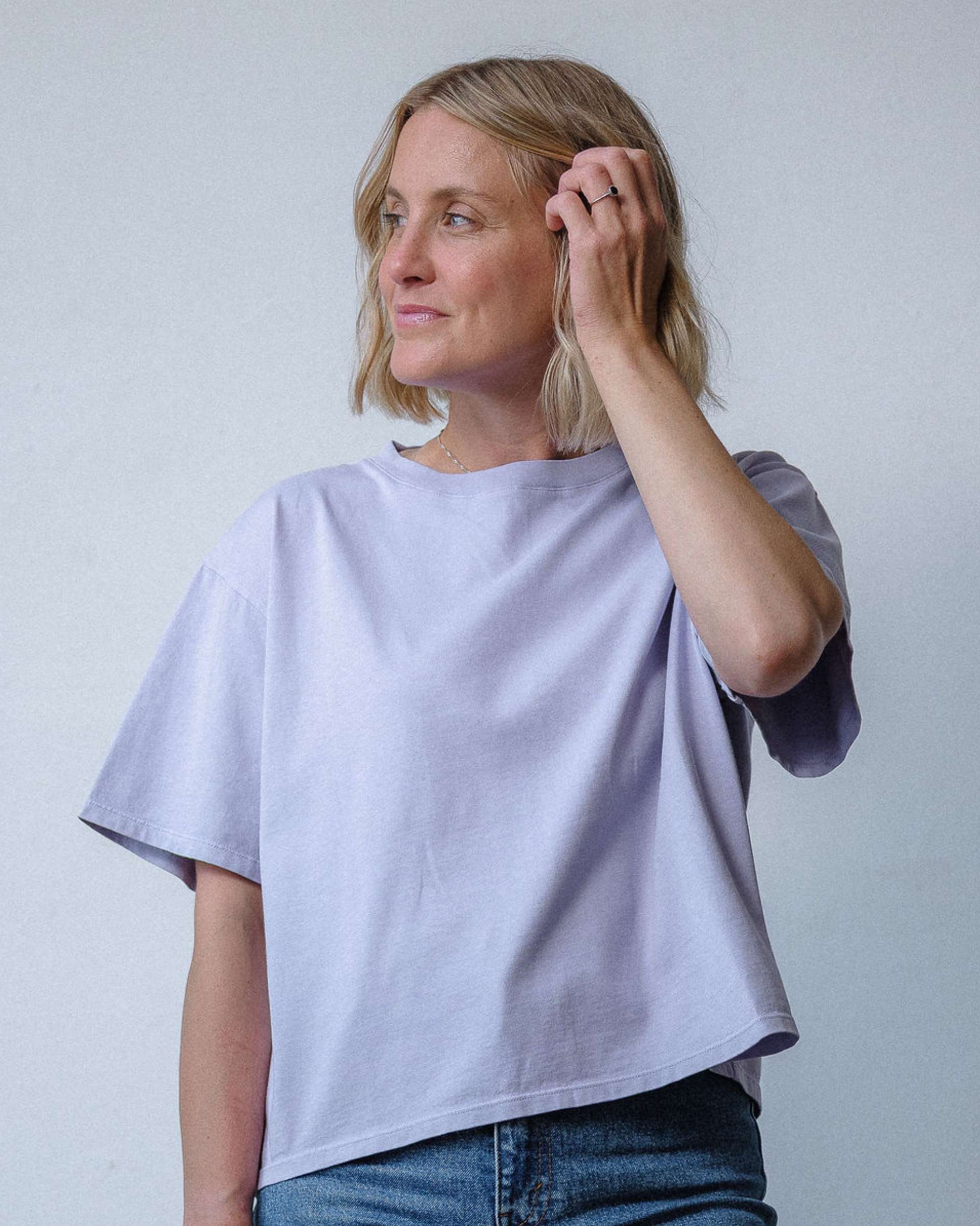 Cropped lilac short sleeve t-shirt - Sophie Hellyer