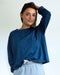 Cropped long sleeve t-shirt in French Navy