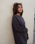 Fiona Organic Cotton Slate Sweatshirt Dress