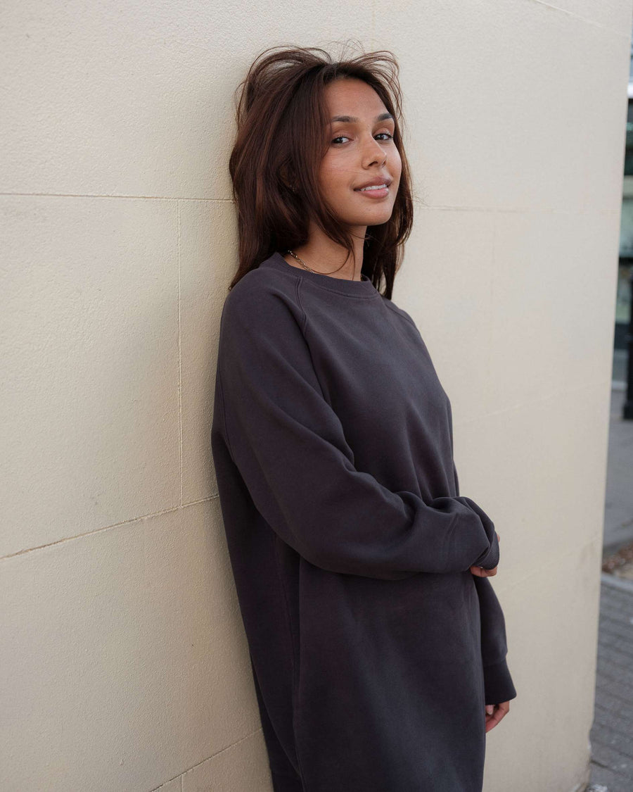 Fiona Organic Cotton Slate Sweatshirt Dress