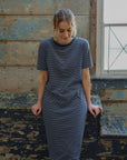 Flattering Elle Navy Stripe dress