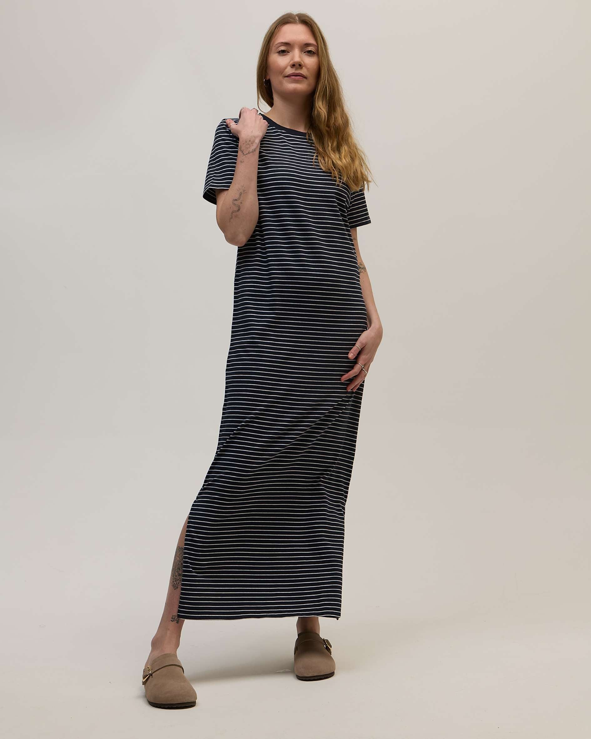 Elle Navy Stripe T-Shirt Dress