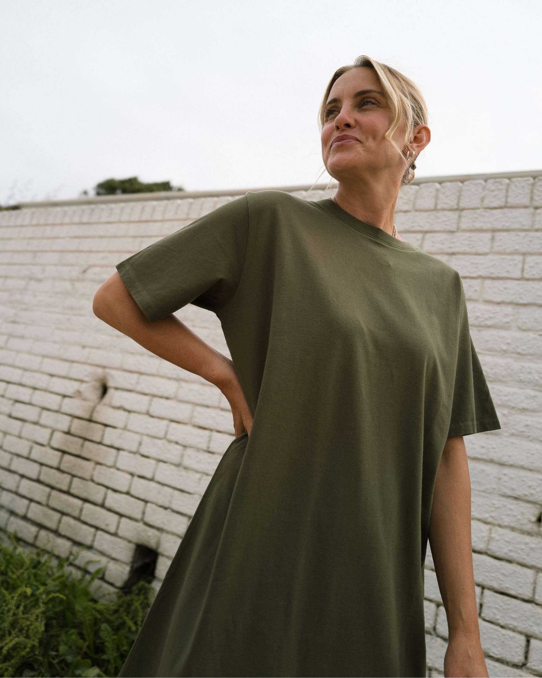 Emma Organic Cotton Olive T-Shirt Dress