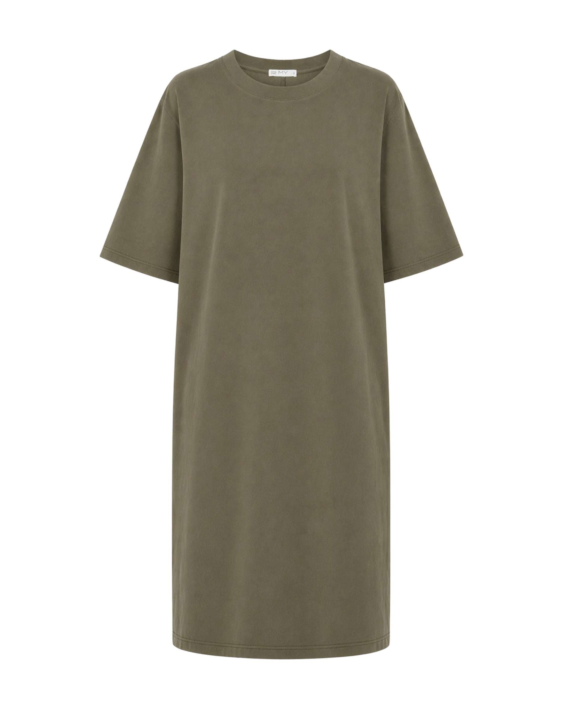 Emma Organic Cotton Dark Olive T-Shirt Dress cut out image