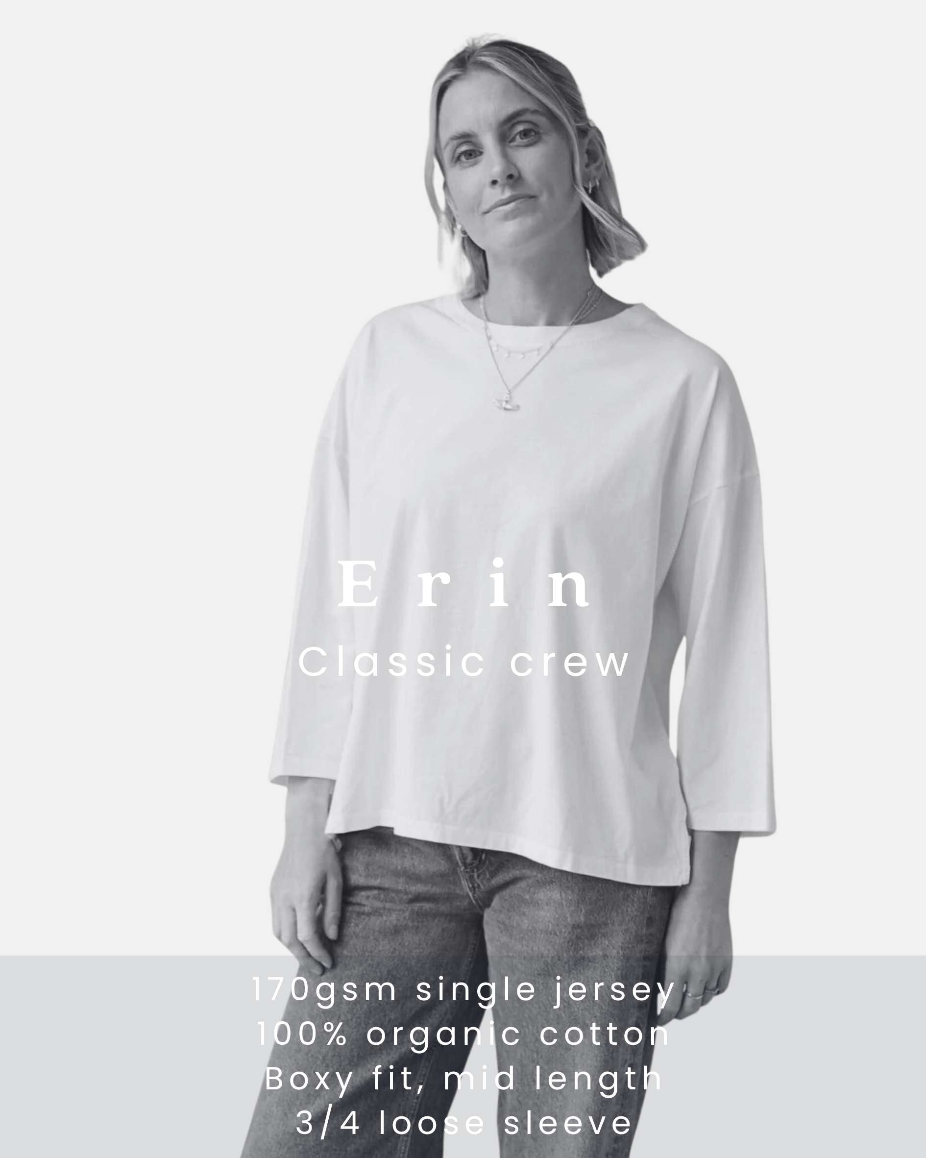 Erin 3/4 Organic Cotton Navy T-Shirt