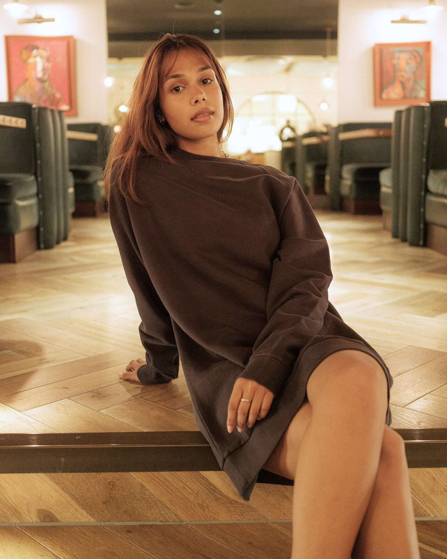Fiona Organic Cotton Slate Sweatshirt Dress