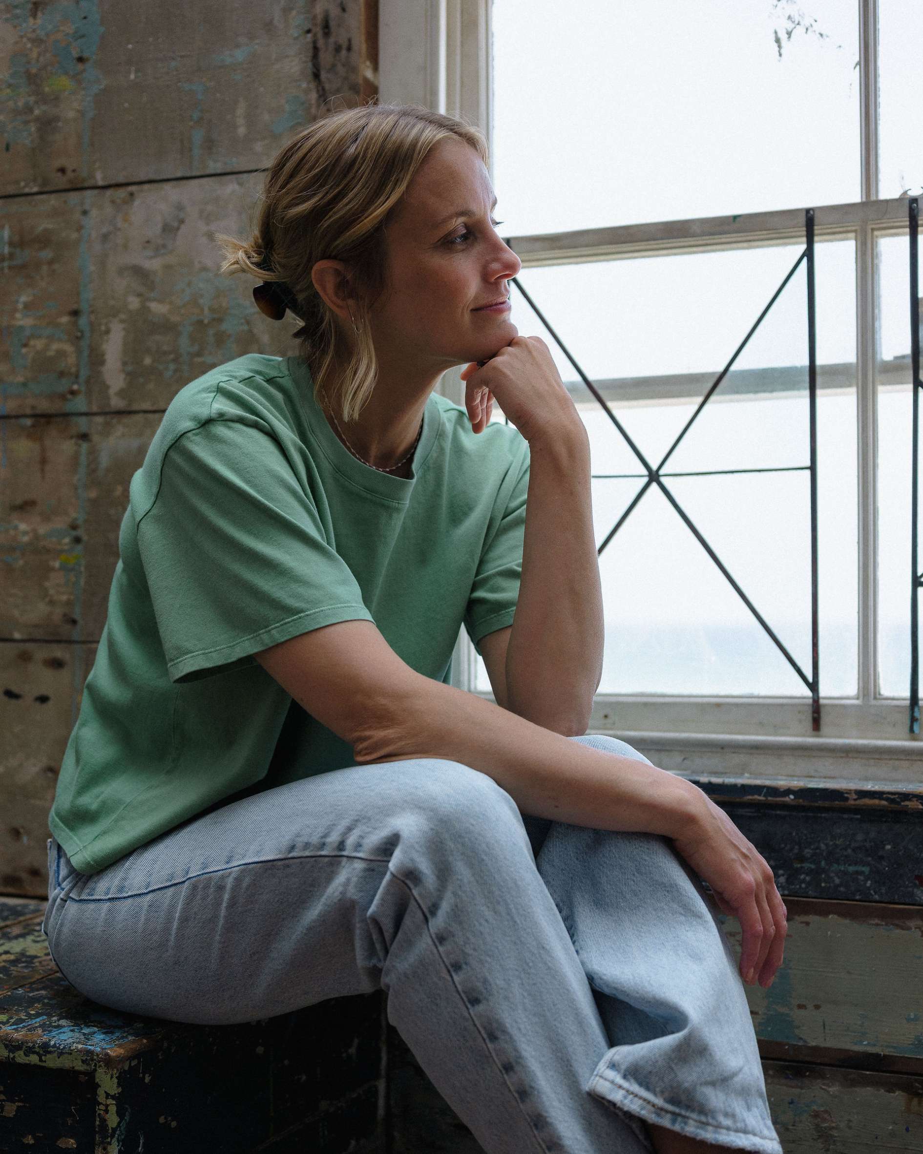 Green organic cotton cropped t-shirt - Sophie Hellyer