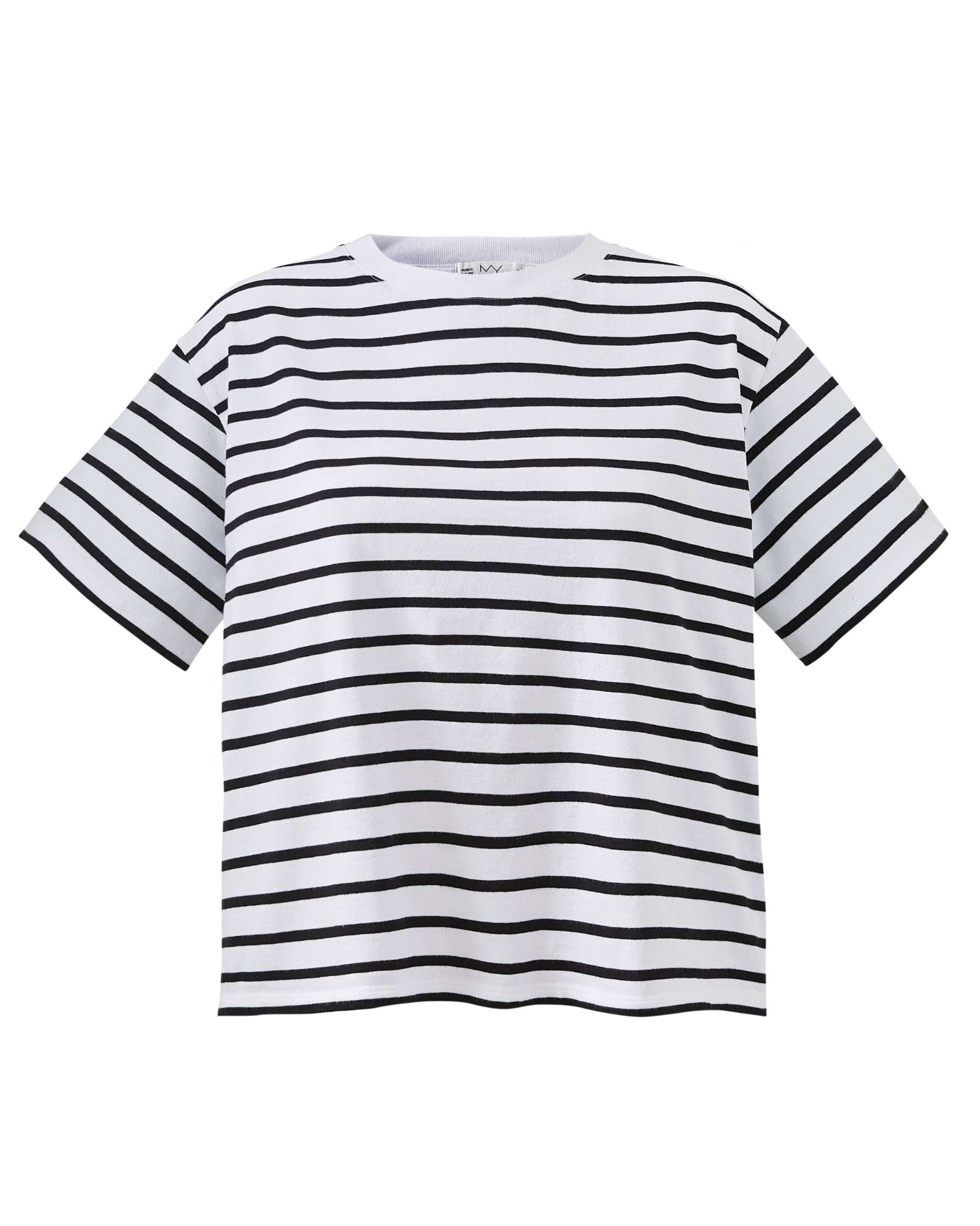 Hannah Black stripe cropped women's t-shirt