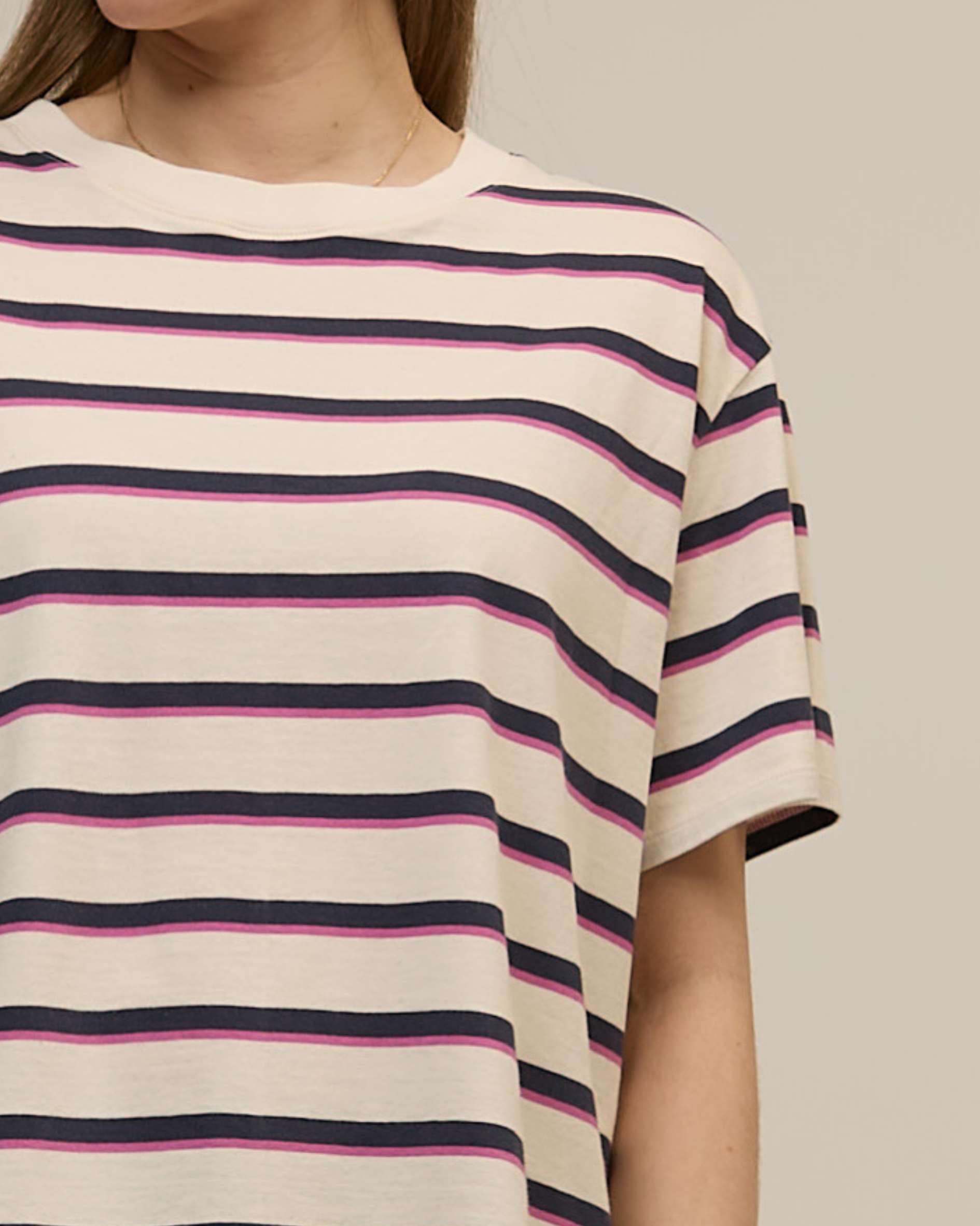 violet and navy multi stripe t shirt
