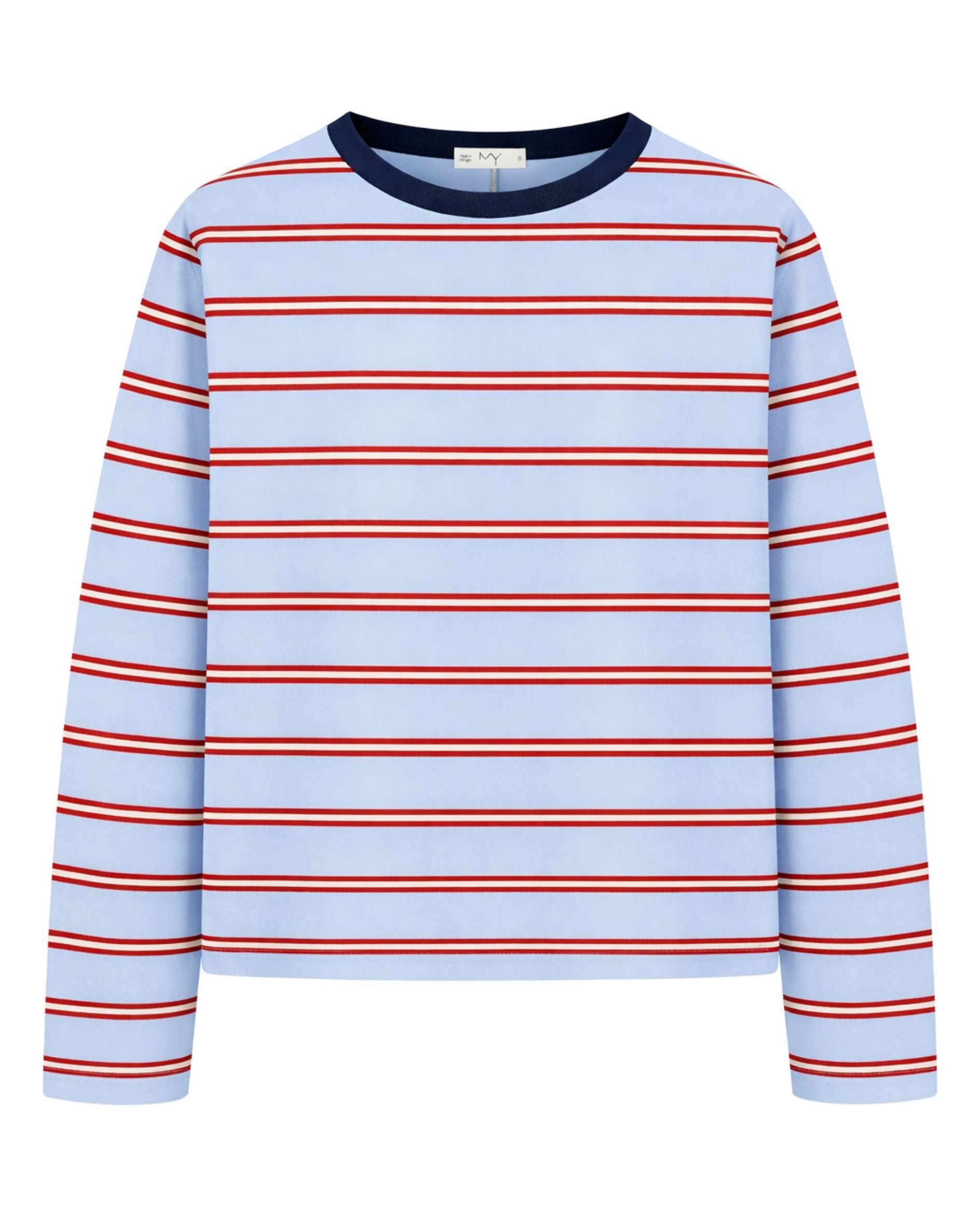 Hannah Long Sleeve Midweight Organic Cotton Sky Blue Multi Stripe