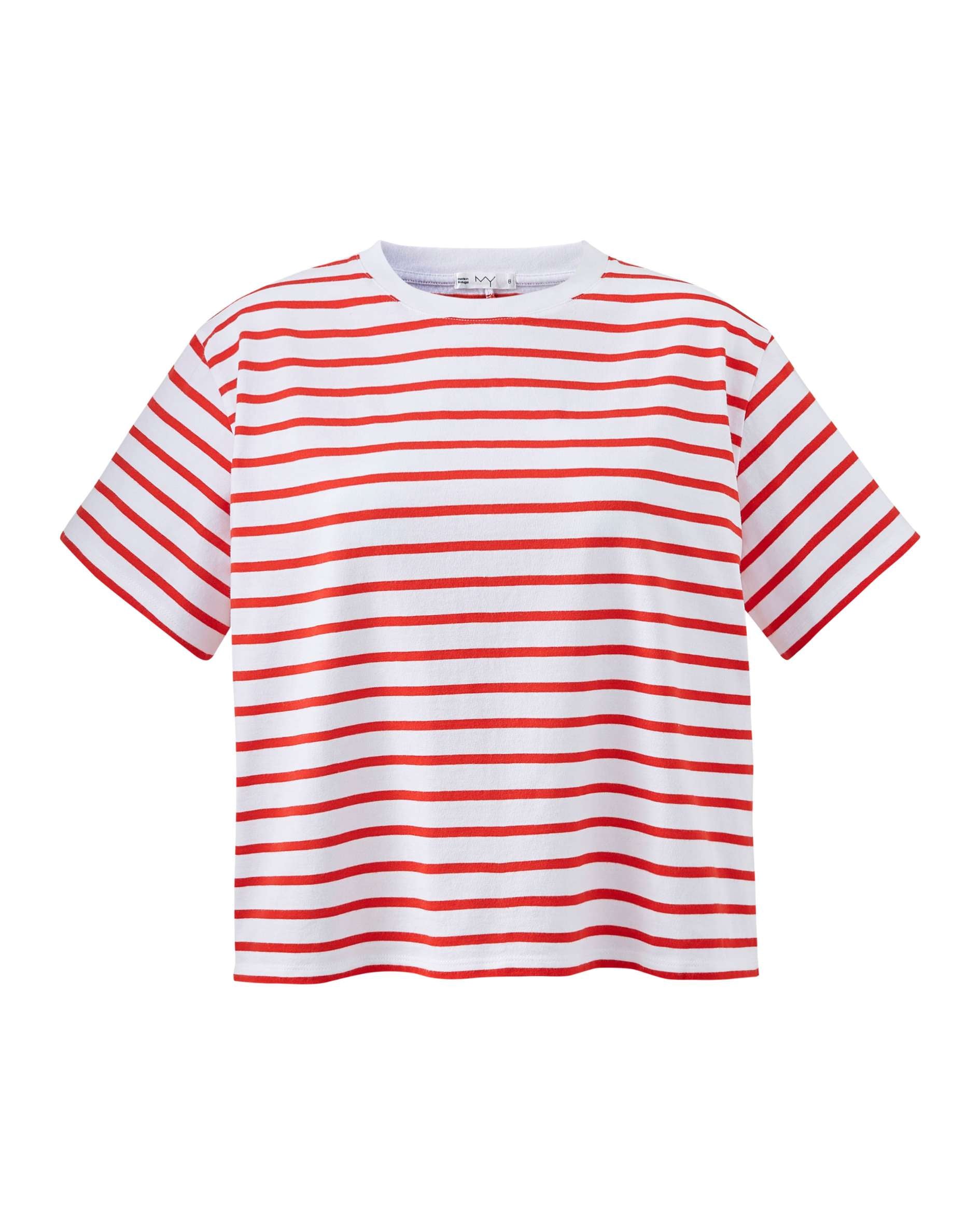 Hannah Red stripe cropped women&#39;s t-shirt