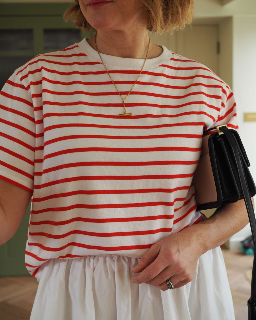 Hannah cropped Red Breton styled by Emma Paton