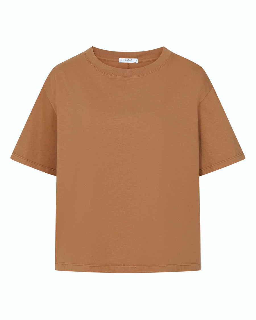 Hannah Toffee cropped t-shirt in organic cotton