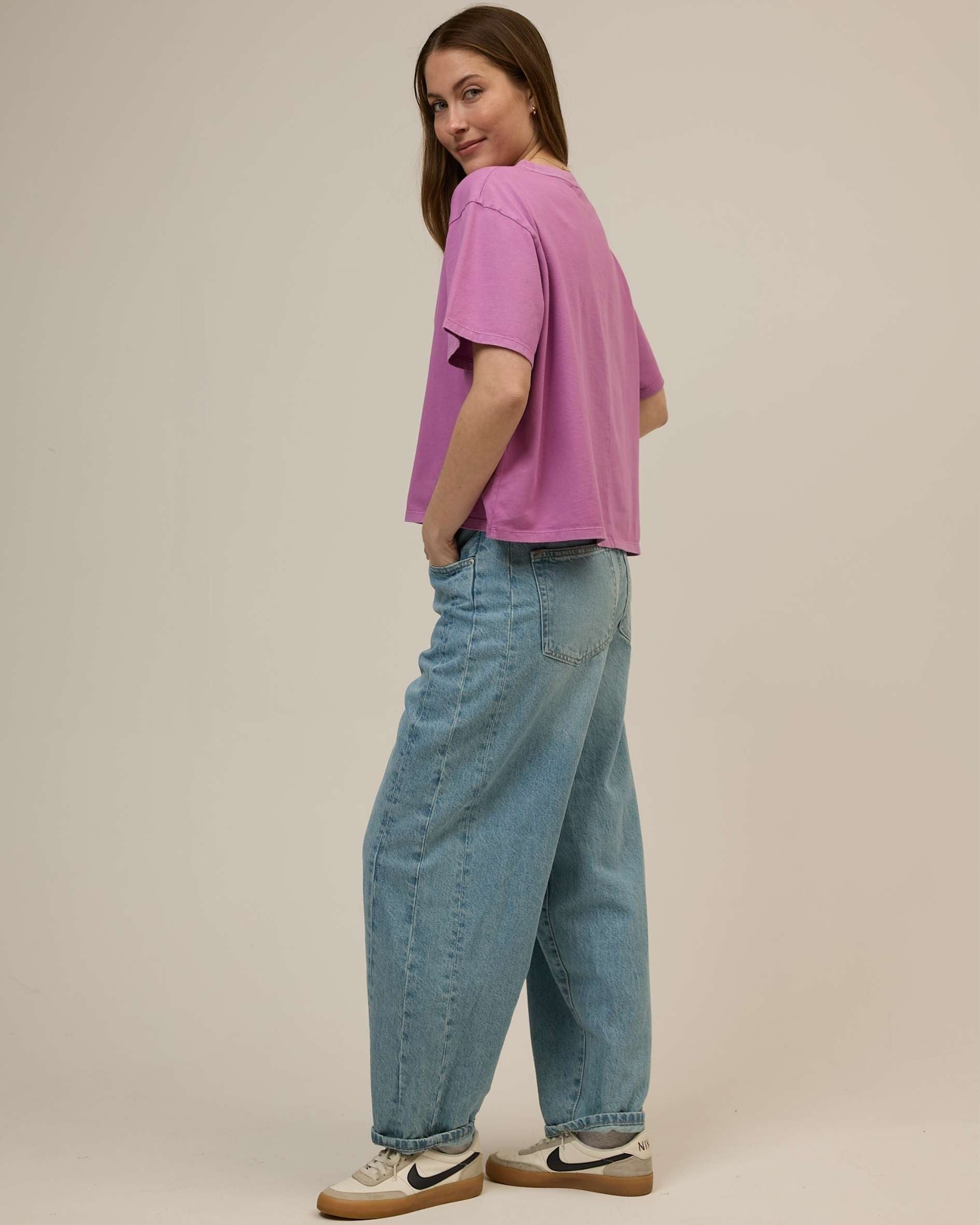 Hannah crew neck cropped violet womens tshirt