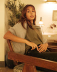 Hannah cropped t-shirt in dark olive