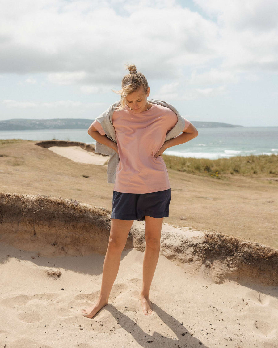 Heavyweight jersey shorts in vintage navy