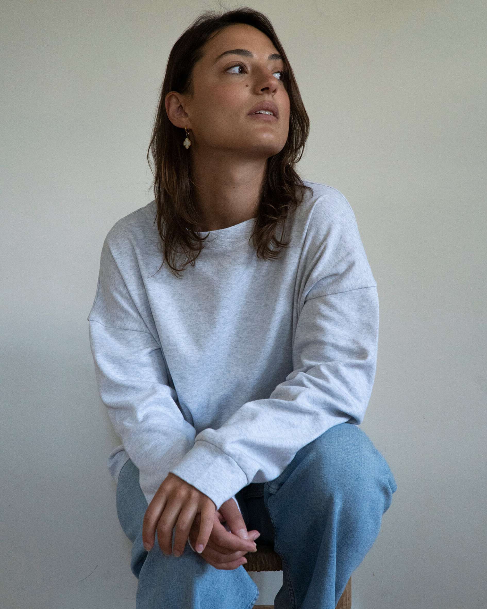 Ice grey marl top in organic cotton