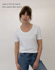 white scoop neck t shirt