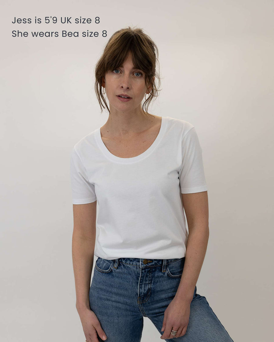 white scoop neck t shirt