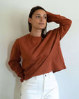 Long sleeve cinnamon colour t-shirt