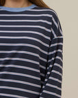 Orla Long Sleeve Midweight Organic Cotton Purple Multi Stripe T-Shirt