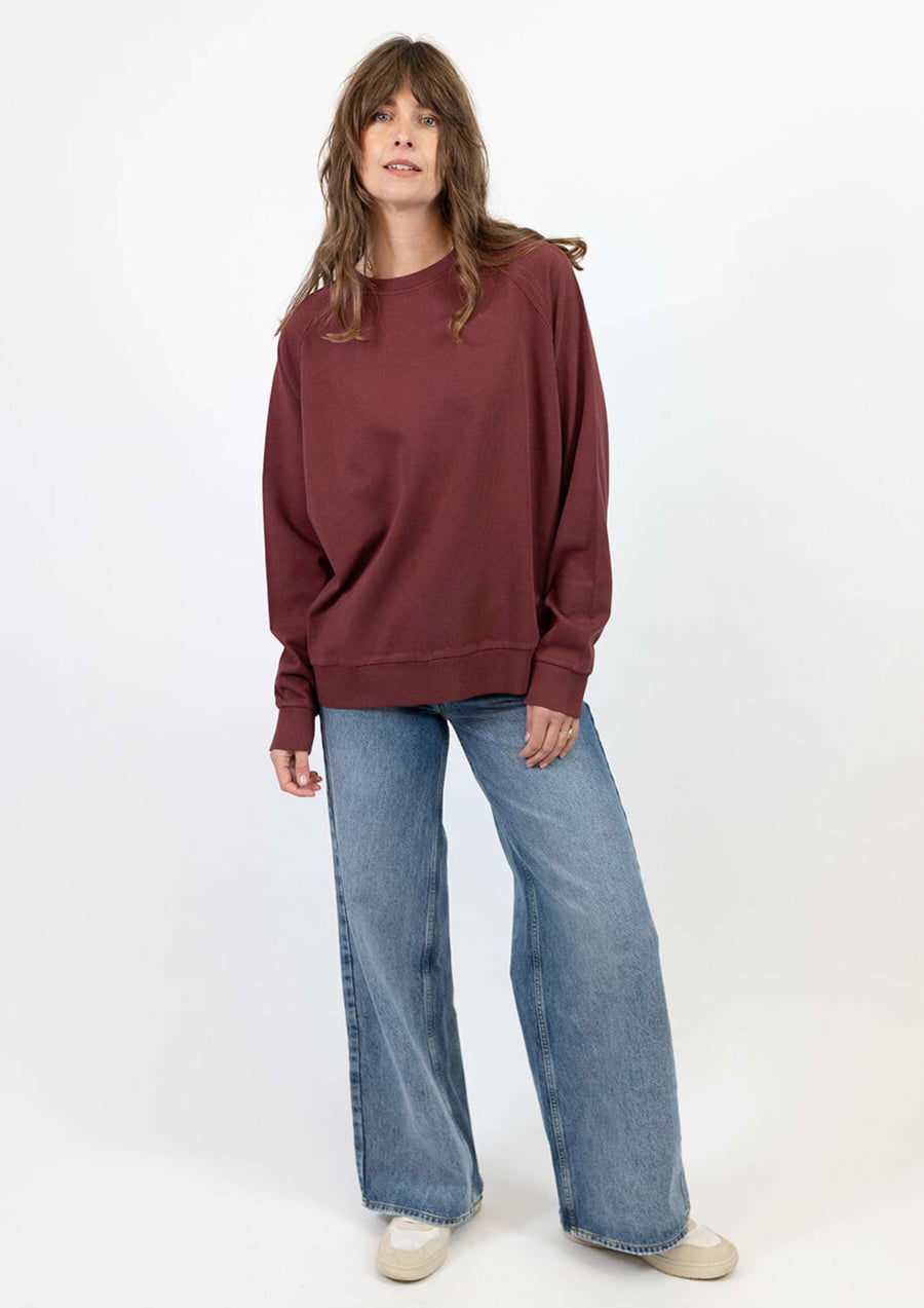 Nancy Oversized Organic Cotton Burgundy Sweatshirt PRE-ORDER