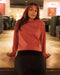 Long sleeved cropped t-shirt in raspberry
