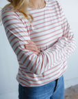 Long sleeved pink Breton crew neck