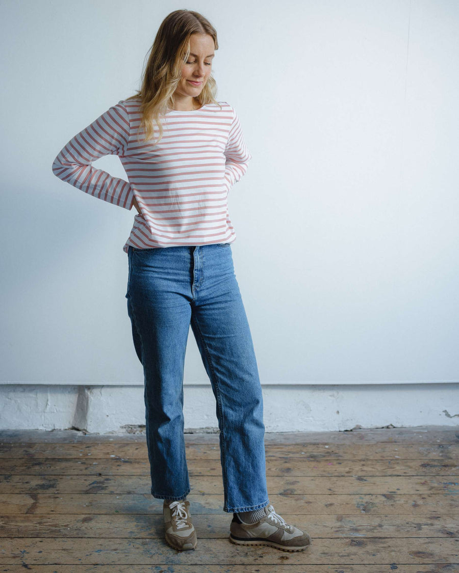 Long sleeved pink striped top