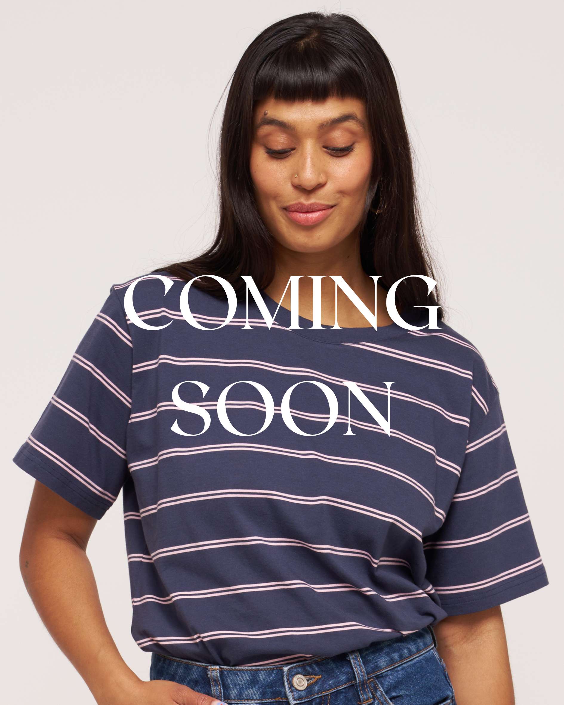 Maggie Boyfriend Navy Pink Fine Stripe T-Shirt