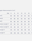Measurement chart for Megan clothing with sizes 6 to 18.