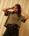 Midweight cropped t-shirt in dark olive