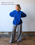 Model_Sophie_wears_Connie_Authentic_Organic_Cotton_Cobalt_Sweatshirt_in_size_10