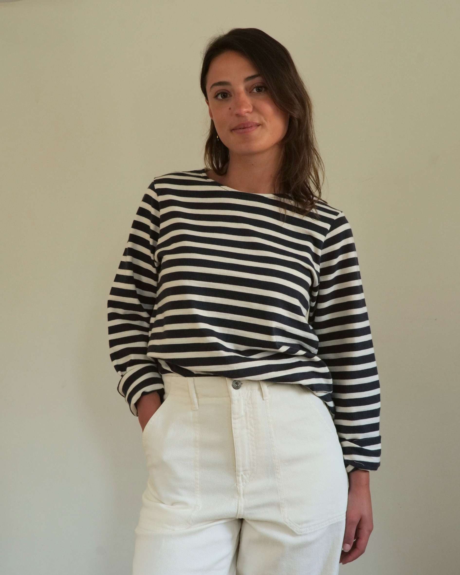 Navy Breton in slub fabric