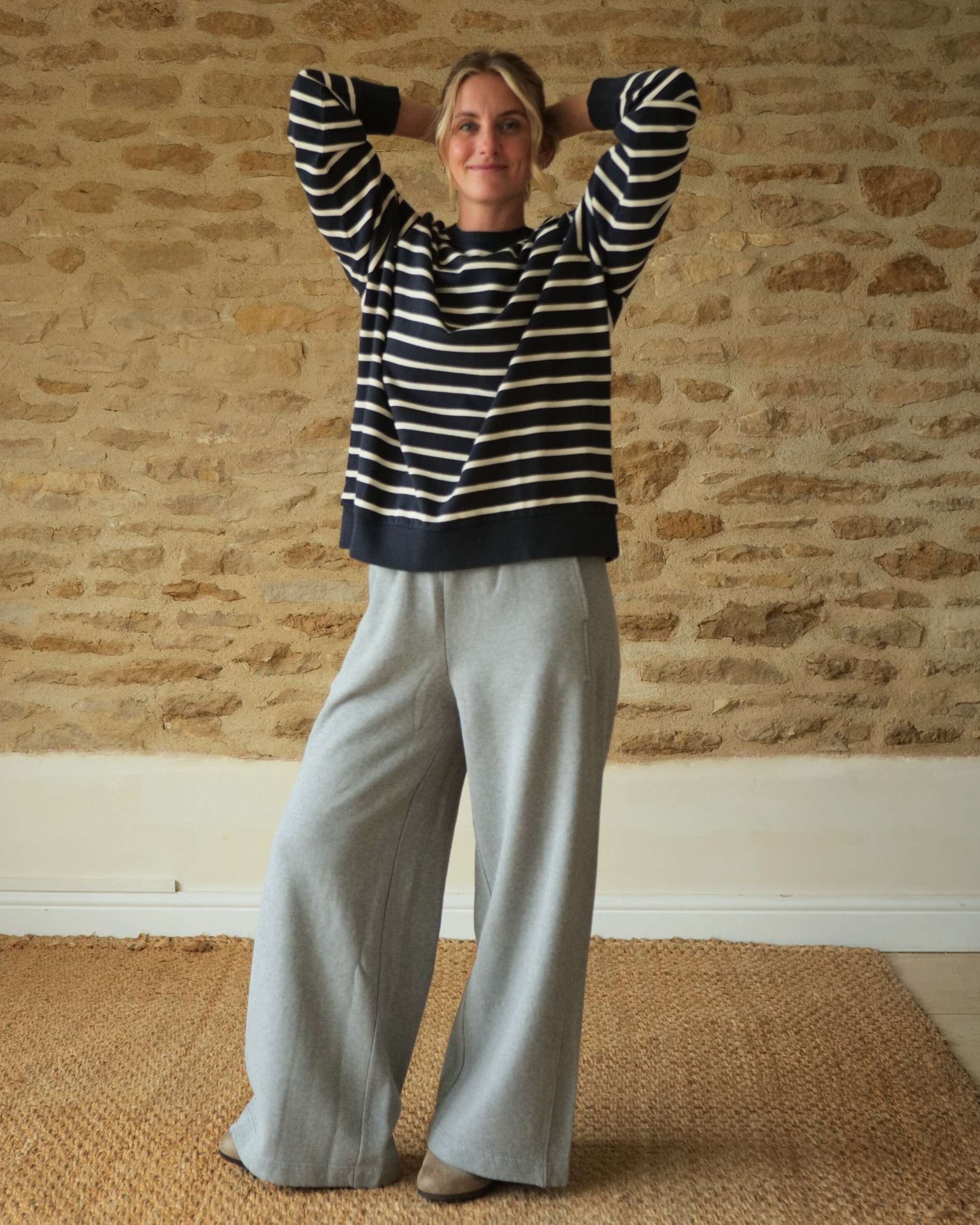 Navy_and_off_white_stripe_sweatshirt_with_grey_wide_lega_joggers