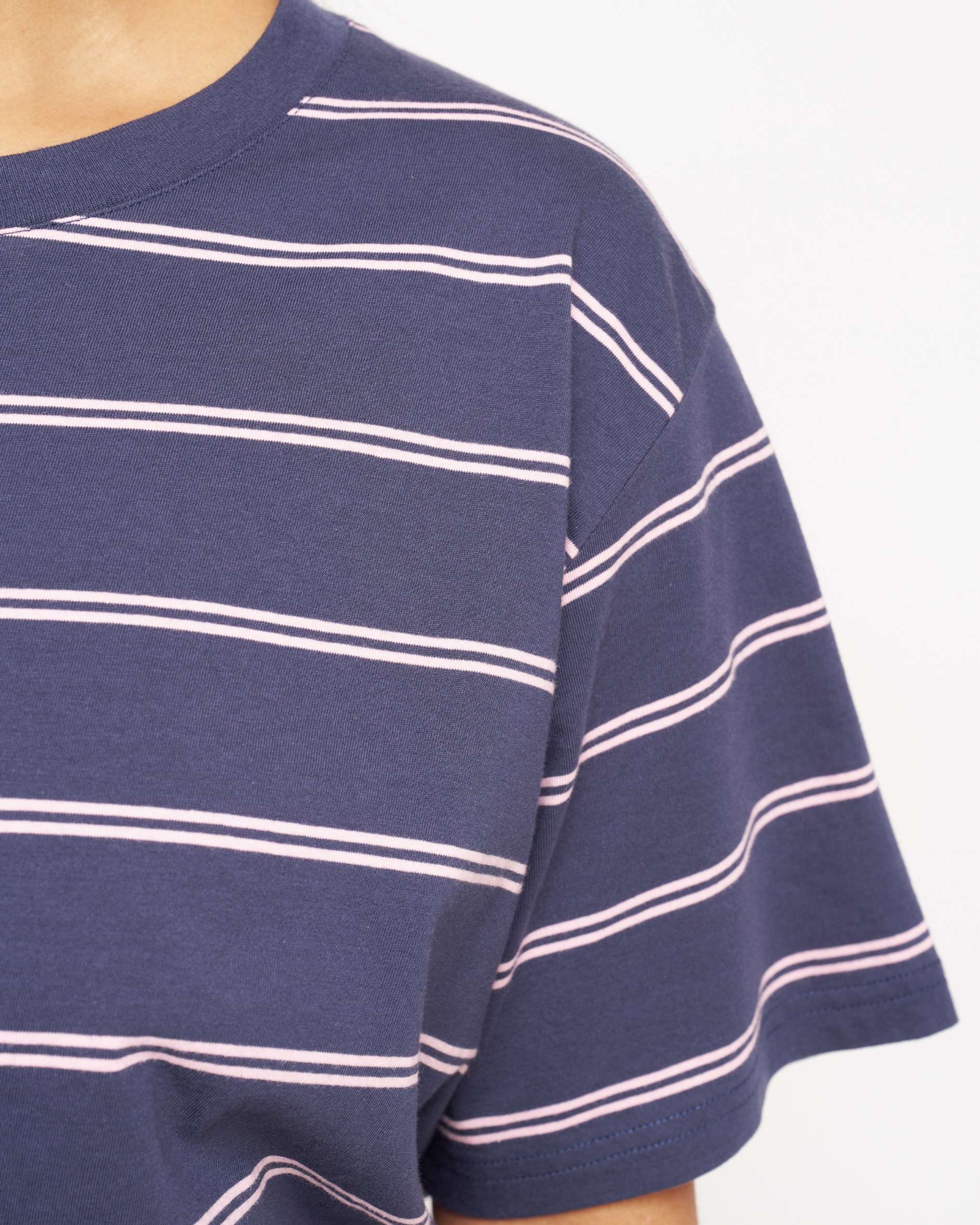 Organic cotton Navy Pink Fine Stripe tshirt