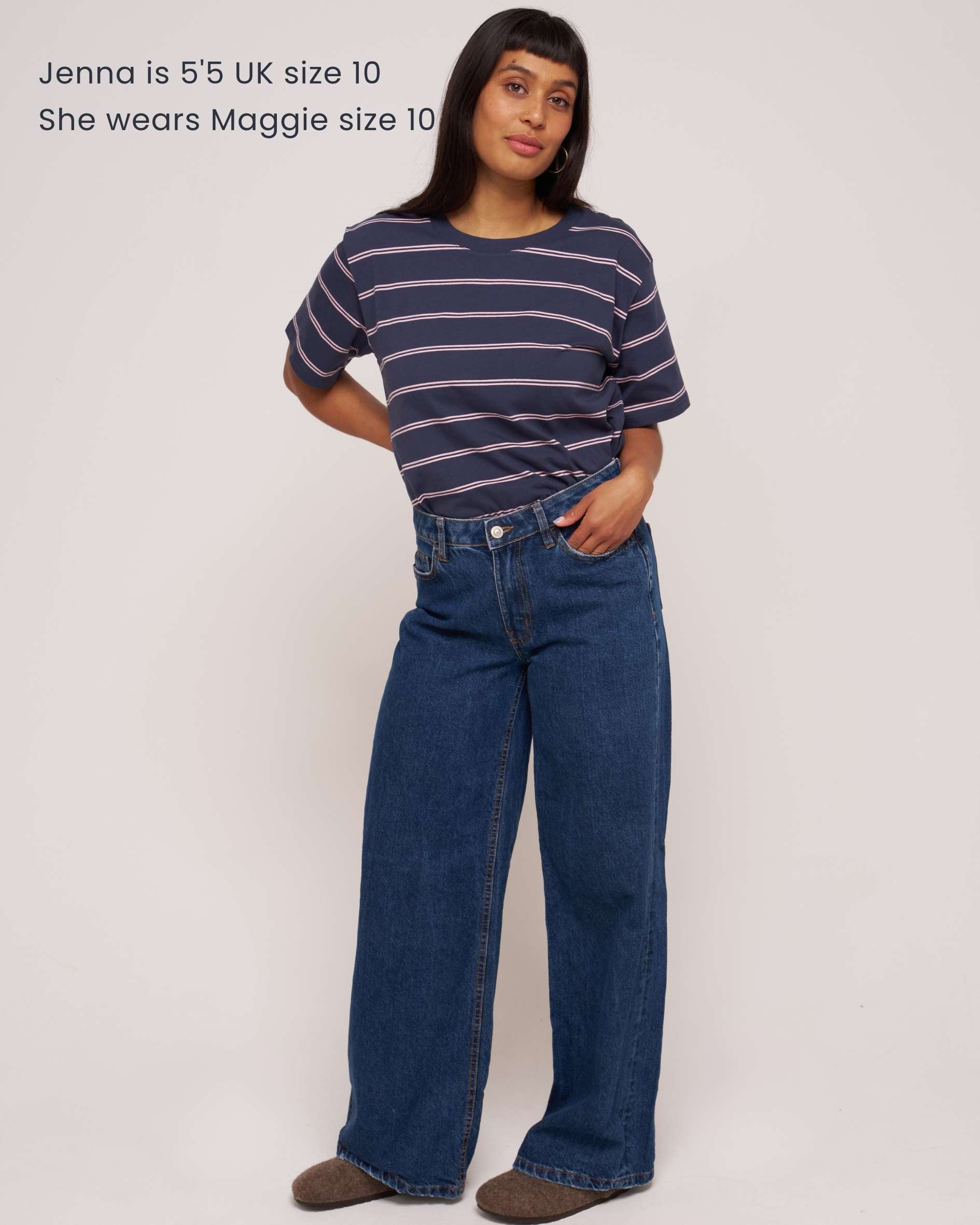Organic cotton Short sleeve Navy Pink Stripe tshirt