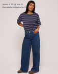 Organic cotton Short sleeve Navy Pink Stripe tshirt