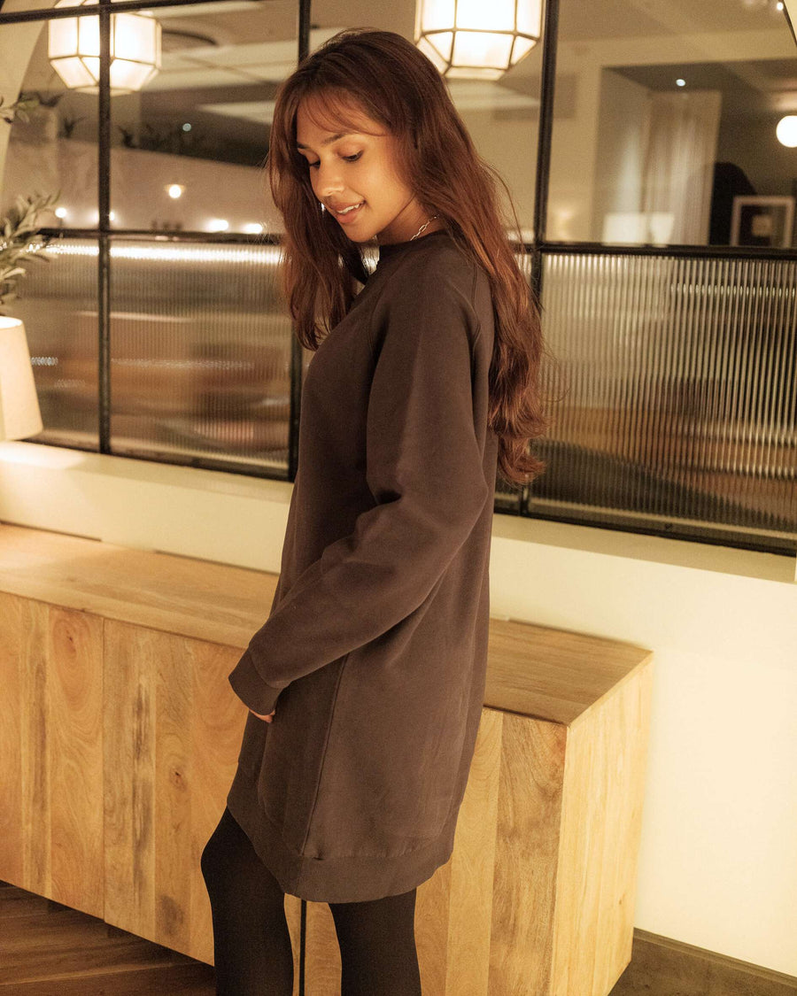 Fiona Organic Cotton Slate Sweatshirt Dress