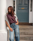 Organic cotton purple t-shirt and Breton top