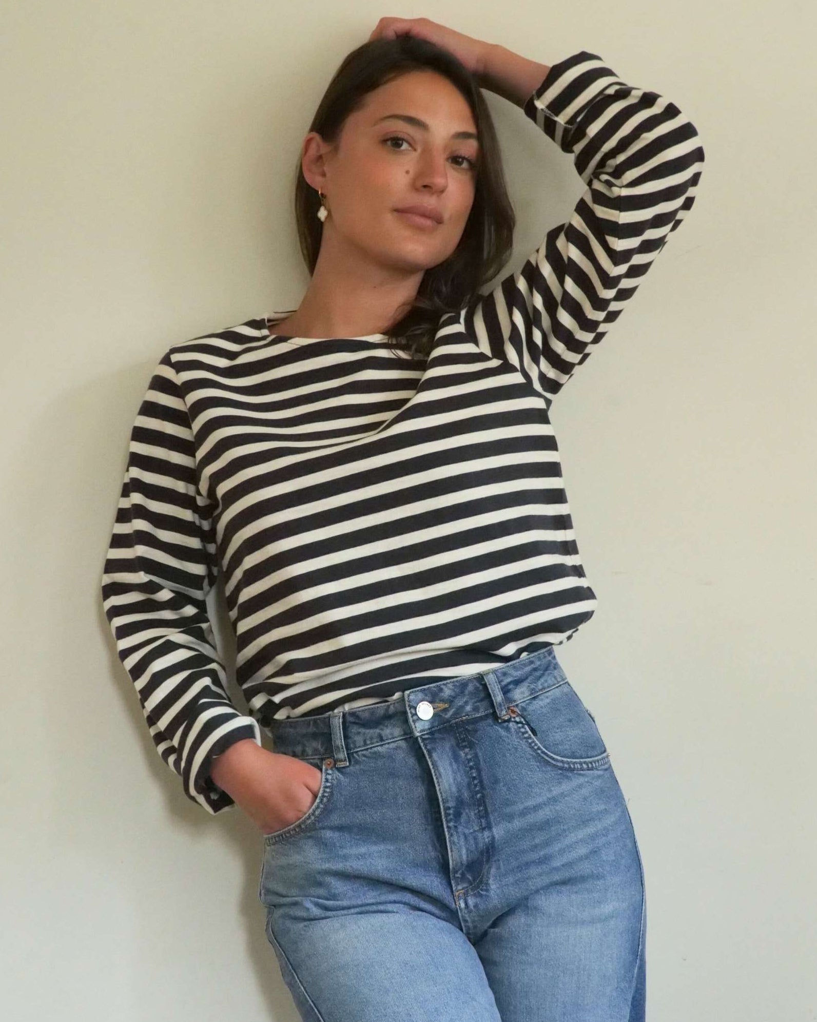 Organic cotton slub navy Breton