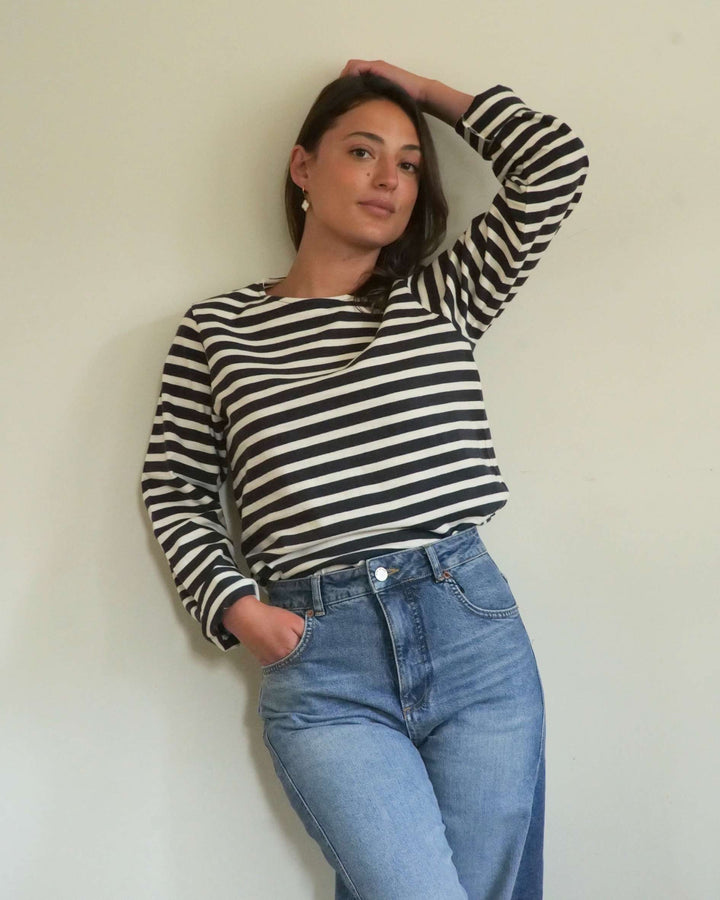 Organic cotton slub navy Breton