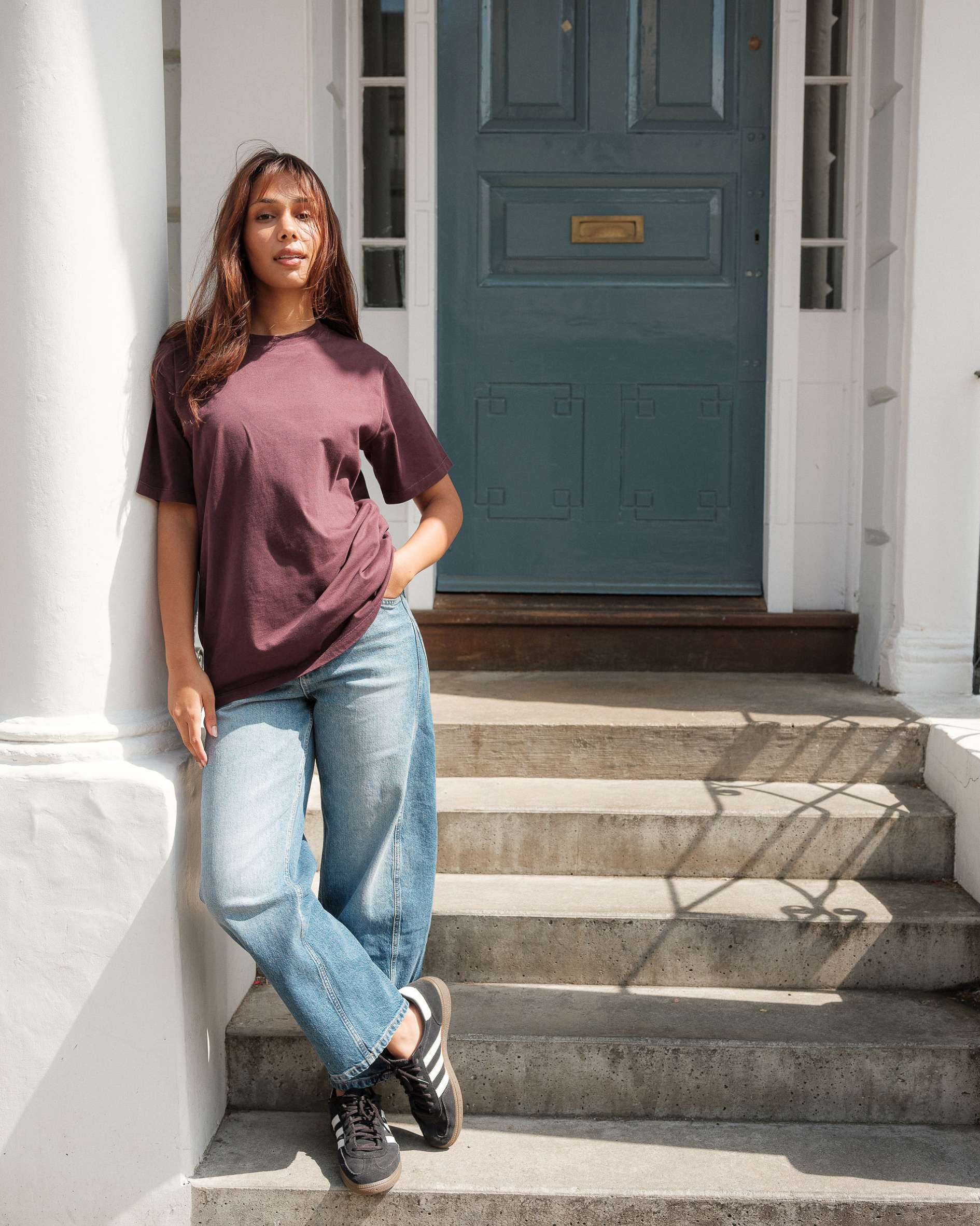 Plum colour classic crew t-shirt