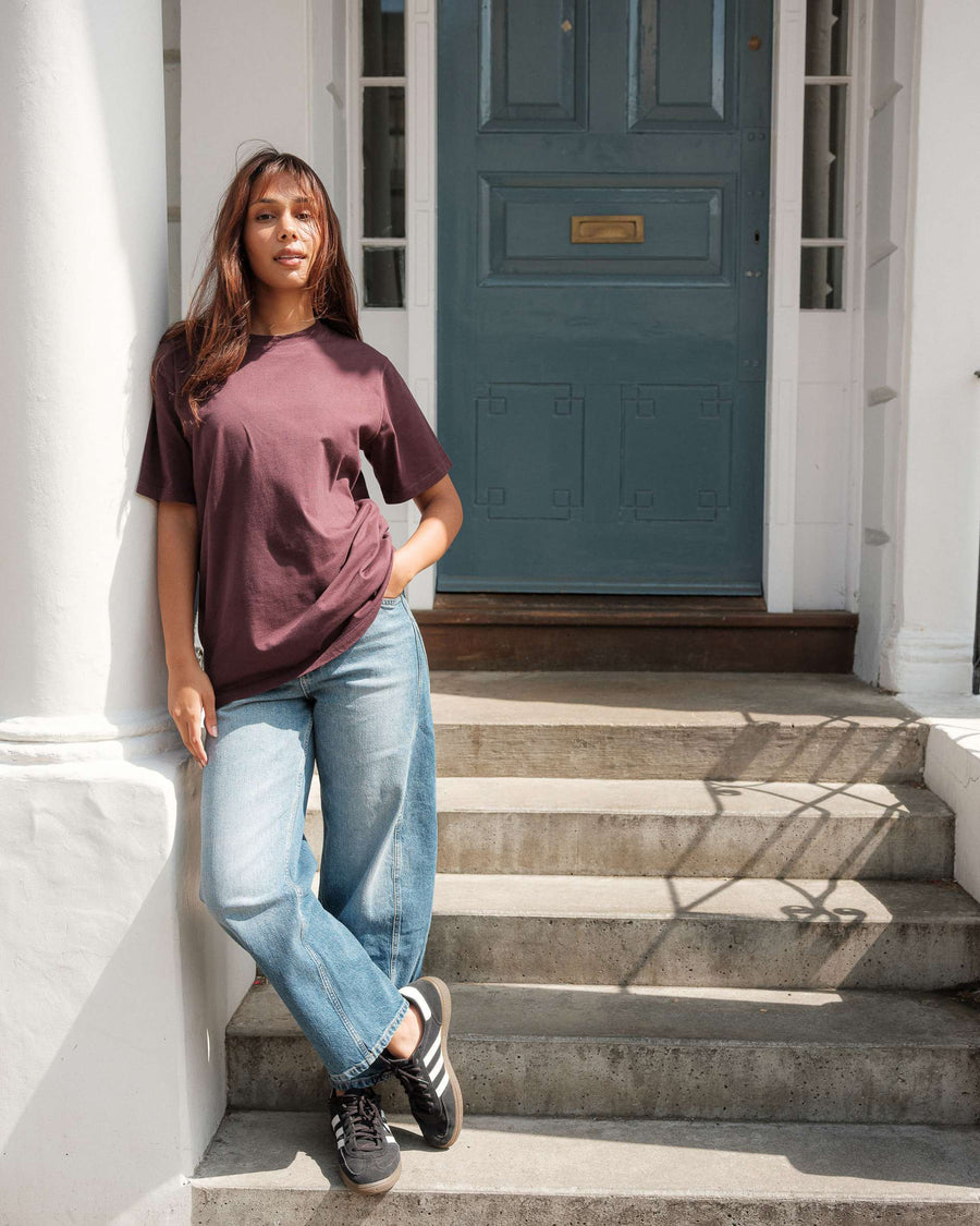 Plum colour classic crew t-shirt