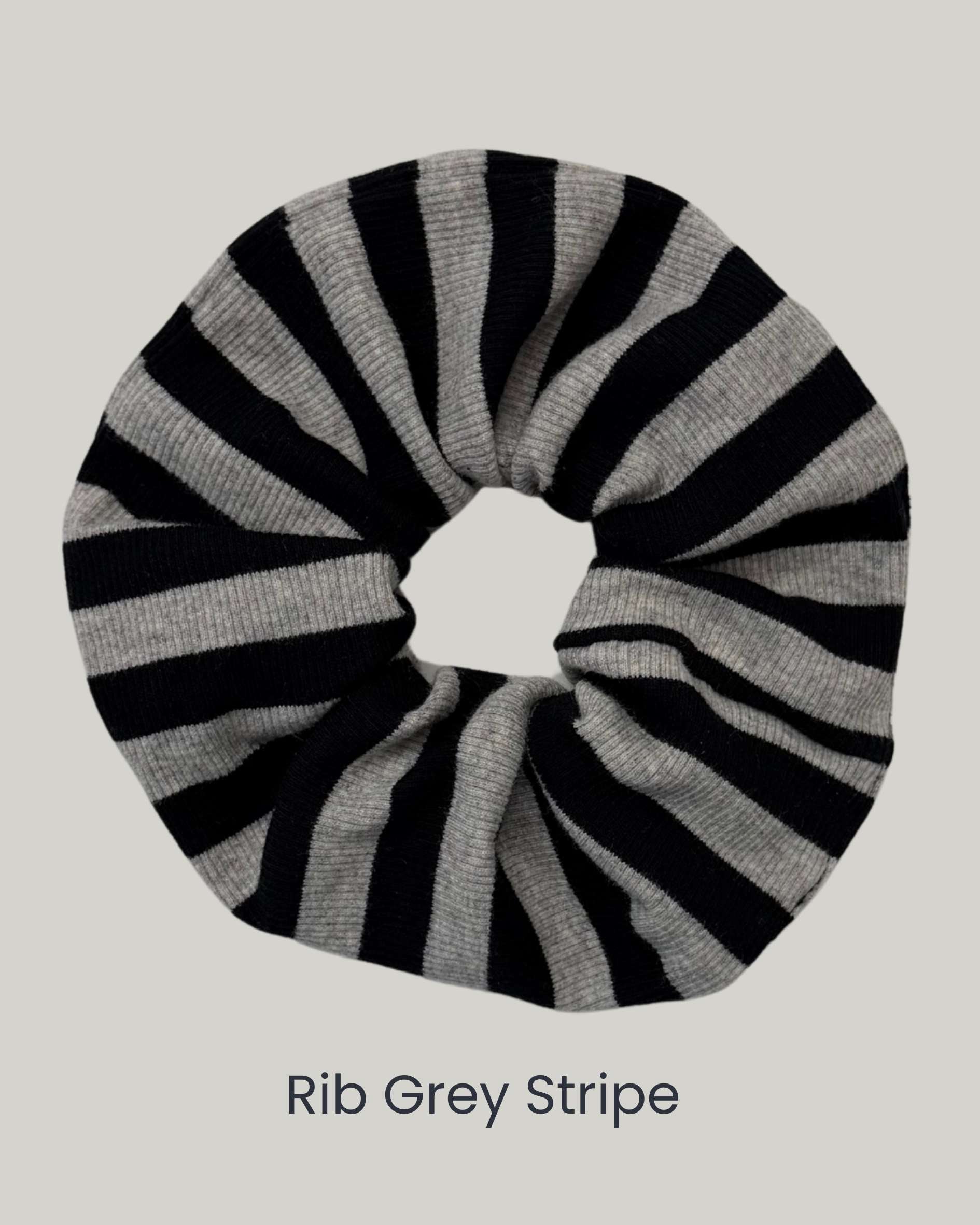 RIB_GREY_STRIPE_Scrunchie_with_reused_fabric_remnants