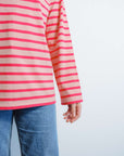 pink and red stripe t shirt