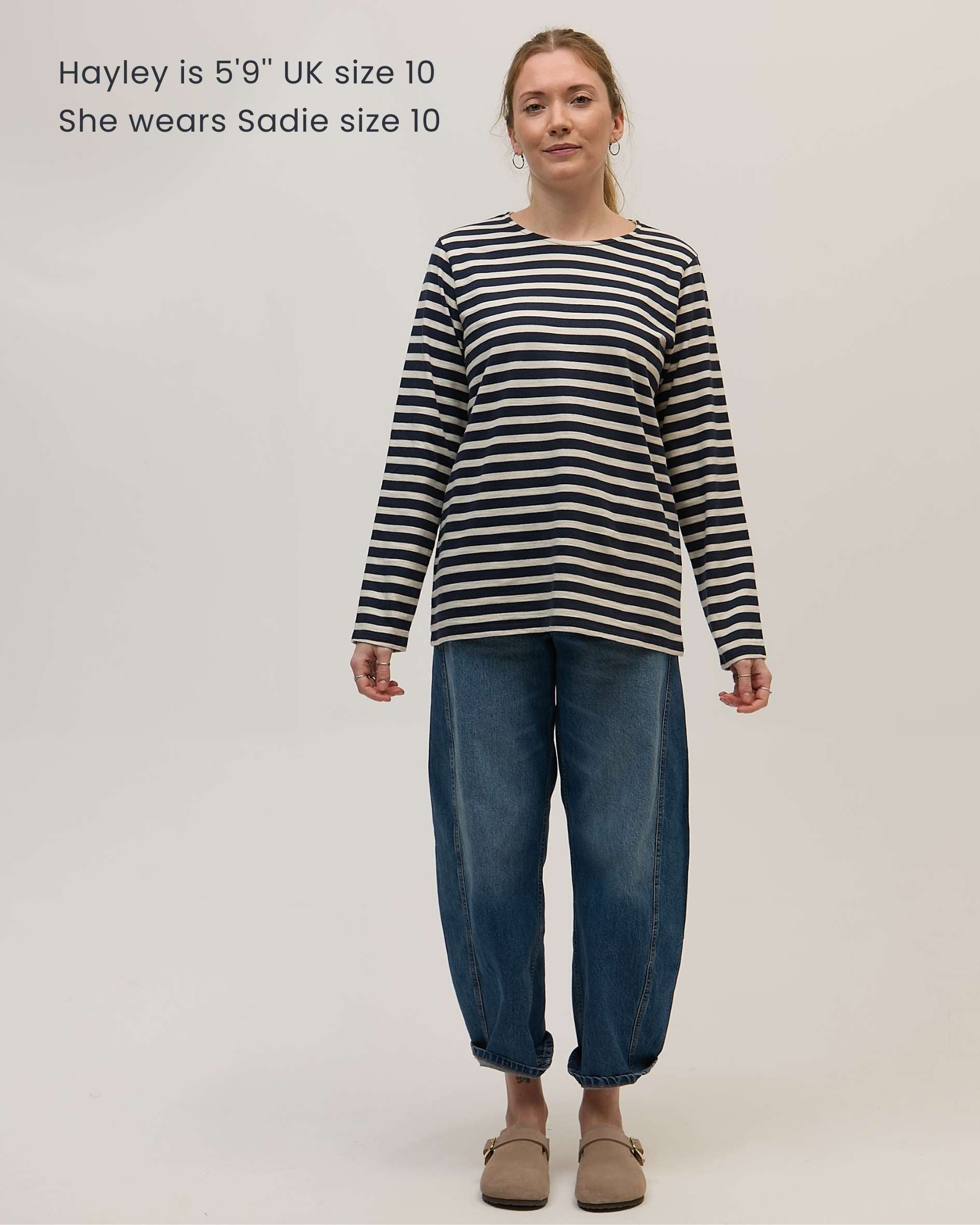 woman wearing breton t shirt